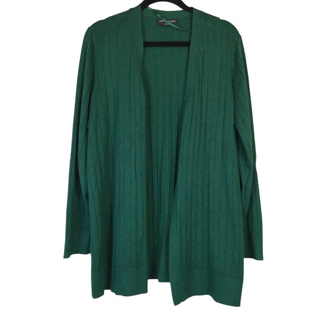 Lane‎ Bryant Emerald Green Ribbed Open Front Cardigan Sweater 22/24 1141917